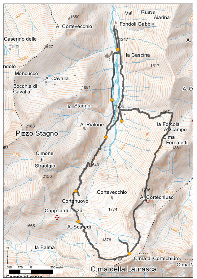 mappa percorso geoturistico in Val Loana